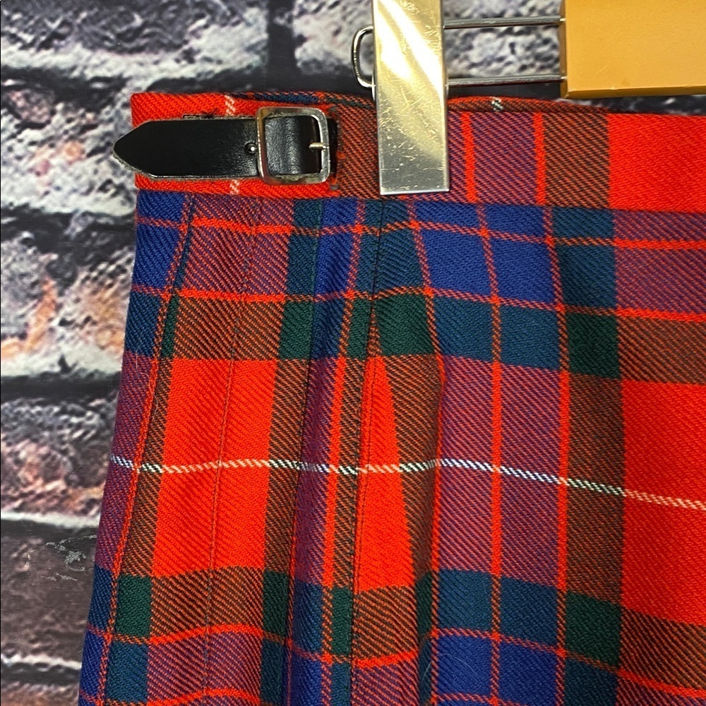Vintage Scottish Plaid Red Wool Tartan Plaid Classic Traditional Skirt Kilt Sz M - Picture 5 of 17